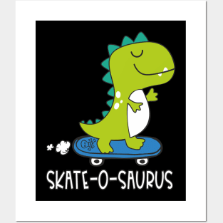 Skating Dino Skate-O-Saurus Dinosaur Posters and Art